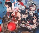  &gt;_&lt; 6+girls agent_(girls_frontline) antlers bababababan bikini_top black_hair blush box character_request christmas destroyer_(girls_frontline) dinergate_(girls_frontline) dreamer_(girls_frontline) executioner_(girls_frontline) eyes_closed gas_mask gift gift_bag gift_box girls_frontline hat highres maid_bikini maid_headdress multiple_girls one-piece_swimsuit open_mouth ouroboros_(girls_frontline) reindeer_antlers sack sangvis_ferri santa_hat scarecrow_(girls_frontline) school_uniform serafuku sled smile swimsuit white_hair 