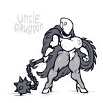 1:1 2025 android big_breasts breasts cape clothing cosplay cross-popping_vein crossover crossover_cosplay digital_drawing_(artwork) digital_media_(artwork) doom_(series) doom_the_dark_ages faceless_character female footwear fur_cape fur_clothing grey_body haydee haydee_(game) hi_res high_heels huge_breasts humanoid id_software leotard mace machine melee_weapon microsoft monochrome muscular muscular_female muscular_legs not_furry robot robot_humanoid shield shoes small_waist solo sweater thick_thighs topwear turtleneck uncle_drugoon weapon white_body wide_hips