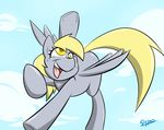  blonde_hair cloud clouds cutie_mark derpy_hooves_(mlp) equine female feral flying friendship_is_magic hair horse mammal my_little_pony open_mouth pegasus pony sky slypon solo wings yellow_eyes 