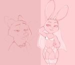 absurd_res anthro bride canid canine clothed clothing disney duo eyebrows female fox fur garter_belt garter_straps hardyboy hi_res judy_hopps lagomorph legwear leporid mammal navel nick_wilde panties rabbit skimpy teeth thigh_highs topwear underwear zootopia
