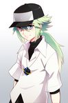  bad_id bad_pixiv_id baseball_cap blue_eyes green_hair hat ill_ill jewelry long_hair male_focus n_(pokemon) necklace pokemon pokemon_(game) pokemon_bw ponytail solo 