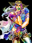  ball colorful gyro_zeppeli hat hips jojo_no_kimyou_na_bouken lipstick long_hair makeup male_focus purple_hair seyo solo steel_ball_run tegaki 