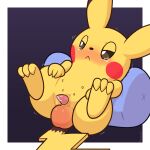 1:1 2024 3_toes 4_fingers absurd_res animal_genitalia aroused ballbusting balls black_ear_tips blush bodily_fluids border cheek_spots cock_and_ball_torture dipstick_ears ear_markings erection feet feral fingers fur fuzzo generation_1_pokemon genital_fluids genital_torture genitals hi_res leaking_precum looking_away male masochism multicolored_ears nintendo on_pillow pain penis pikachu pillow pokemon pokemon_(species) precum reclining reddened_scrotum shaking sheath simple_background solo tears teats toes trembling white_border yellow_body yellow_fur