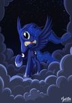  blue_eyes cloud crown cutie_mark equine female feral friendship_is_magic horn horse mammal moon my_little_pony mysticalpha necklace night pony princess_luna_(mlp) scroll solo sparkles standing stars winged_unicorn wings 