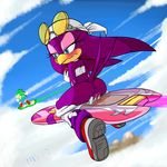  absurd_res anus avian bandanna beak bird blue_eyes blush board butt clothing cloud clouds duo eyewear female goggles hi_res hoverboard jet_the_hawk male marthedog masturbation orgasm outside pussy pussy_juice sega sonic_(series) sonic_riders swallow_(bird) sweat watching wave_the_swallow 