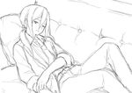  afuro_terumi belt formal greyscale inazuma_eleven_(series) inazuma_eleven_go long_hair lying male_focus monochrome necktie older on_back one_eye_closed ponytail red_eyes revision sketch solo suit tokio_neo work_in_progress 