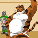 bulge chubby clothing feline jockstrap male mammal muscles nipples overweight pecs shiba-kenta tiger topless underwear 