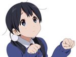  bad_id bad_pixiv_id black_hair blue_eyes hair_ornament hamaru01 kitashirakawa_tamako long_hair low_twintails simple_background solo tamako_market twintails white_background 