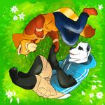  bear clothing couple crying duo genchi love lying male mammal panda red_panda tairu tavi 