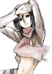  bad_id bad_pixiv_id black_eyes black_hair jacket mikasa_ackerman navel ruichi shingeki_no_kyojin short_hair solo 