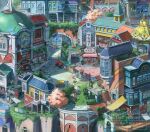  absurdly_detailed_composition architecture building cart commentary_request complex_exterior concept_art dome highres lamppost no_humans original outdoors plant poten scenery sign stairs town tree twitter_username umbrella vines 