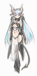  aqua_eyes bare_shoulders black_gloves black_legwear boots breasts crossed_legs demon_girl demon_horns demon_tail earrings elbow_gloves fingerless_gloves gloves horns jewelry lilim_liz loincloth long_hair medium_breasts mel/a navel pointy_ears shingeki_no_bahamut silver_hair sketch solo standing tail thigh_boots thighhighs very_long_hair 