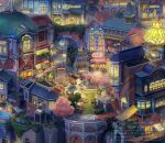  absurdly_detailed_composition architecture building cart commentary_request complex_exterior concept_art dome highres lamppost no_humans original outdoors plant poten scenery sign stairs table town tree twitter_username umbrella vines 