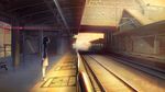  backpack bad_id bad_pixiv_id bag black_hair hairband ladic long_hair original profile railing railroad_tracks school_uniform standing tactile_paving train_station 