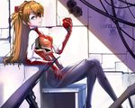  apple bodysuit eyepatch neon_genesis_evangelion realmbw_(artist) soryu_asuka_langley 