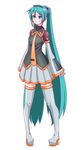  alternate_costume aqua_eyes aqua_hair boots full_body hatsune_miku headset high_heels highres long_hair nail_polish necktie oonishi_shunsuke pigeon-toed shoes simple_background skirt sleeves_past_wrists solo thigh_boots thighhighs twintails very_long_hair vocaloid white_background 