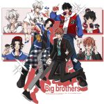 1girl 5boys :< :3 :d ahoge ankle_boots antenna_hair aohitsugi_nemu aohitsugi_samatoki aqua_eyes aqua_necktie aqua_streaks arm_at_side badge bags_under_eyes bandaid baseball_cap bead_bracelet beads belt belt_buckle black_belt black_boots black_border black_hair black_jacket black_pants black_shirt black_shoes black_suit blue_hat blue_jacket blue_pants boots border bracelet brother_and_sister brothers brown_belt buckle buster_bros!!! button_badge candy captive_bead_ring cellphone chibi choppy_bangs closed_eyes clothes_around_waist collarbone collared_shirt colored_eyelashes commentary cookie crumbs curtained_hair denim dress_pants dress_shoes drop_shadow ear_piercing eyelashes fang film_grain fingernails flip_phone floating food full_body furrowed_brow gingham_clothes gingham_shirt gold_bracelet green_eyes grey_pants grid_print grin hair_between_eyes hand_in_pocket hand_sanitizer hand_up hat head_tilt headphones headphones_around_neck heterochromia highres holding holding_bandaid holding_mini_person holding_phone hood hood_down hoodie hypnosis_mic index_finger_raised inset_border jacket jacket_over_hoodie jeans jewelry kannonzaka_doppo lace-up_boots lanyard legs_apart letterman_jacket light_blush long_belt long_sleeves looking_at_viewer marshmallow merchandise mini_person mini_person_on_head mini_person_on_shoulder miniboy minigirl mole mole_under_eye mole_under_mouth multicolored_hair multicolored_jacket multiple_boys multiple_bracelets multiple_moles multiple_piercings multiple_rings multiple_views necktie object_request open_clothes open_jacket open_mouth orange_hair outline outstretched_arm pants pants_tucked_in parted_bangs partially_unbuttoned peanut_mouth phone piercing piercing_hole pink_background pink_eyes pinstripe_pattern pinstripe_shirt piyo_pyococh1 pointing pointing_at_another portrait print_shirt raised_inner_eyebrows rectangular_mouth red_eyes red_hat red_jacket ring salaryman shirt shirt_around_waist shirt_tucked_in shoes short_hair short_sleeves siblings silver_ring simple_background skull_print small_sweatdrop smile sneakers sparkle spread_fingers streaked_hair suit suit_jacket talking_on_phone tareme teeth throwing throwing_food thumb_ring torn_clothes torn_pants trait_connection translation_request triangle_necklace twitter_username two-tone_hat two-tone_jacket u_u unmoving_pattern upper_teeth_only v-shaped_eyebrows watermark watermark_grid wet_wipes white_background white_hair white_hoodie white_jacket white_outline white_shirt wolf_cut wrapped_candy yamada_ichiro yamada_jiro yamada_saburo yellow_eyes zipper zipper_pull_tab 