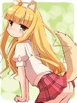  azuki_azusa blonde_hair choker green_eyes hakuun_(m2230) hentai_ouji_to_warawanai_neko. highres long_hair plaid plaid_skirt pleated_skirt skirt solo tail 