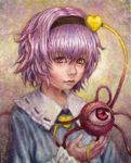  hairband heart komeiji_satori oil_painting_(medium) purple_eyes purple_hair short_hair solo third_eye touhou traditional_media tsun_(tsutaya01) 