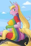  adventure_time anthro anthrofied bent bent_over big_breasts blonde_hair blue_eyes breasts butt equine female hair horn horse lady_rainicorn looking_at_ milf mistressadaira mother nipples nude parent sitting solo surprise unicorn viewer 