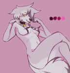 anthro breasts candle_the_saluki canid canine canis collar digital_media_(artwork) domestic_dog esprit-arait female fur hair hi_res hunting_dog looking_at_viewer mammal nipples nude saluki sighthound simple_background solo