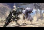  broadsword_(titanfall_2) dust english_commentary fighting gun hethe_srodawa holding holding_gun holding_sword holding_weapon letterboxed mecha mecha_focus official_art robot scorch_(titanfall_2) sparks sword titan_(titanfall) titanfall_(series) titanfall_2 weapon 