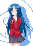  blue_hair dousaki_shin'ya kawashima_ami oohashi_high_school_uniform purple_eyes school_uniform solo toradora! 