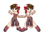  animated animated_gif bouncing_breasts breasts brown_hair bun_cover champion checkit14 cleavage hair_bun lowres medium_breasts monk monk_(ragnarok_online) multiple_girls ragnarok_online ribbon suspenders transparent_background 