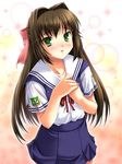  brown_hair clannad green_eyes hikarizaka_private_high_school_uniform long_hair male_focus miyai_sen otoko_no_ko school_uniform shima_katsuki solo 