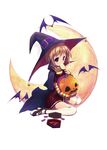  candy food hat jack-o'-lantern lollipop moon original ozaki_hiroki pumpkin solo swirl_lollipop witch_hat 