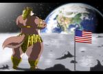 2016 anthro big_butt blue_eyes butt canid canine canis clothed clothing digital_media_(artwork) earth female flag footwear fur gold_(metal) gold_jewelry jewelry jill_(xxsparcoxx) mammal moon multicolored_body multicolored_fur muscular muscular_anthro muscular_female planet solo space super_wolfess_(xxsparcoxx) thick_thighs two_tone_body two_tone_fur wolf xxsparcoxx