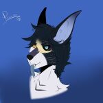 anthro bat blue_eyes digital_drawing_(artwork) digital_media_(artwork) fur hair hybrid male mammal patrick_okottsu penumbra_(luhhdan) simple_background smile solo yellow_eyes