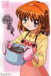  apron cooking food gloves hairband kanon oonishi_youichi orange_hair oven_mitts pink_apron red_eyes sad sleeves_rolled_up solo tears tsukimiya_ayu 