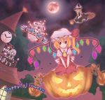  bad_id bad_pixiv_id blonde_hair fang flandre_scarlet halloween happy_halloween highres izayoi_sakuya jack-o'-lantern kirisame_marisa koakuma moon multiple_girls patchouli_knowledge pumpkin red_moon remilia_scarlet touhou yonyon 