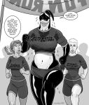 accessory anthro big_breasts big_butt bodily_fluids bottomwear breasts butt cetacean clothing crop_top dc_comics dolphin female finish_line group hair headband hotpants human mammal marathon_training marine navel oceanic_dolphin open_mouth orca orca_(dc) ponytail running sharp_teeth shirt shorts sweat teeth thick_thighs tired tired_eyes tired_look toothed_whale topwear transient001 trio wide_hips