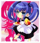  artist_request blue_eyes blue_hair blush chibi food long_hair maid nanatsuiro_drops solo twintails very_long_hair yuuki_nona 