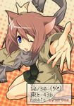  animal_ears cat_ears circle_cut copyright_request hands hermmy one_eye_closed outstretched_arm outstretched_hand reaching scarf solo 