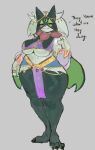 accessory anthro belly_dancer belly_dancer_outfit big_breasts breasts clothed clothing female generation_9_pokemon gikowinko huge_breasts huge_hips huge_thighs meowscarada nintendo pokemon pokemon_(species) solo thick_thighs wide_hips