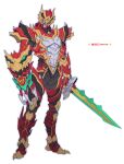  armor bodysuit character_request claw_(weapon) claws dino_fury_red_ranger dino_knight_morpher dino_knight_red_ranger dino_master_saber dual_wielding full_armor full_body highres holding holding_sword holding_weapon kishiryu_sentai_ryusoulger koh_(character) max_ryusoul_changer max_ryusoul_red power_rangers_dino_fury red_bodysuit ryusoul_calibur ryusoul_red super_sentai sword tokusatsu tongzhen_ganfan weapon zayto_(power_rangers) 
