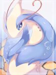  alternate_color animal_focus antennae artist_name blue_eyes commentary_request forked_tail highres inset_border iwasi_29 milotic no_humans pokemon pokemon_(creature) scales shiny_pokemon snake tail twitter_username 