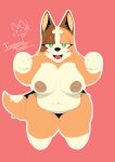 2023 absurd_res anthro bedroom_eyes bluey_(series) blush blush_lines canid canine canis chilli_heeler domestic_dog female green_eyes hi_res inverted_nipples looking_at_viewer mammal mature_female multicolored_body narrowed_eyes nipples open_mouth overweight overweight_female seductive solo thick_thighs toastedtanuki wide_hips