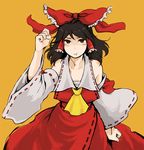  angry asakura_noi bad_id bad_pixiv_id bare_shoulders black_hair brown_eyes clenched_hands detached_sleeves hakurei_reimu pout ribbon solo tears touhou 