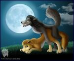alpha_and_omega canid canine canis cloud duo female feral from_behind_position fur glowing grinding half-closed_eyes humphrey kate_(alpha_and_omega) light male male/female mammal mark_haynes moon moonlight narrowed_eyes sex wolf