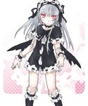  doll_joints dress gothic_lolita hairband highres kakashichi kneehighs lolita_fashion long_hair pink_eyes rozen_maiden silver_hair socks solo suigintou wings wristband 