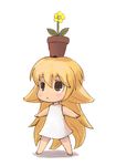 animated animated_gif blonde_hair dress flower green_eyes kusano long_hair lowres object_on_head plant potted_plant sekirei solo sundress very_long_hair 