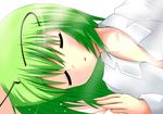  antennae green_hair midori_(misuriru8) shirt short_hair sleeping solo touhou white_shirt wriggle_nightbug 