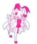  artist_request bare_legs bow disgaea flonne flonne_(fallen_angel) heart long_hair lowres makai_senki_disgaea_2 makai_senki_disgaea_3 monochrome oekaki one_eye_closed pink shoes smile solo tail 