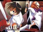  1girl baseball_bat blood blood_splatter couple dress hatchet hetero higurashi_no_naku_koro_ni jpeg_artifacts maebara_keiichi non-web_source nose_hatchet ryuuguu_rena suzuragi_karin tsumihoroboshi-hen wallpaper 