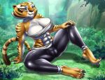 abs absurd_res anthro bandage barefoot big_breasts breasts camel_toe claws curling_toes dreamworks feet felid female foxyart hi_res kung_fu_panda looking_at_viewer mammal master_tigress muscular muscular_female pantherine soles solo tiger toe_claws toes