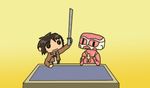  animated animated_gif anonymous_soup colossal_titan eren_yeager hidamari_sketch lowres non-web_source parody shingeki_no_kyojin sword weapon 